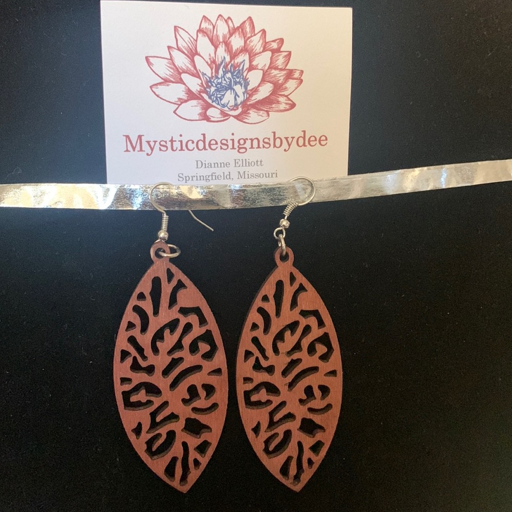 Wood carved earrings